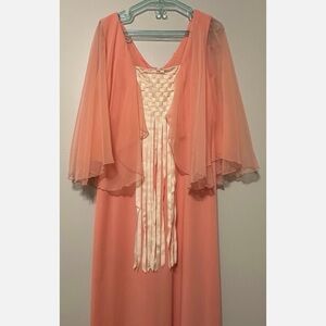 Vintage 1970s Pink Peach Dress